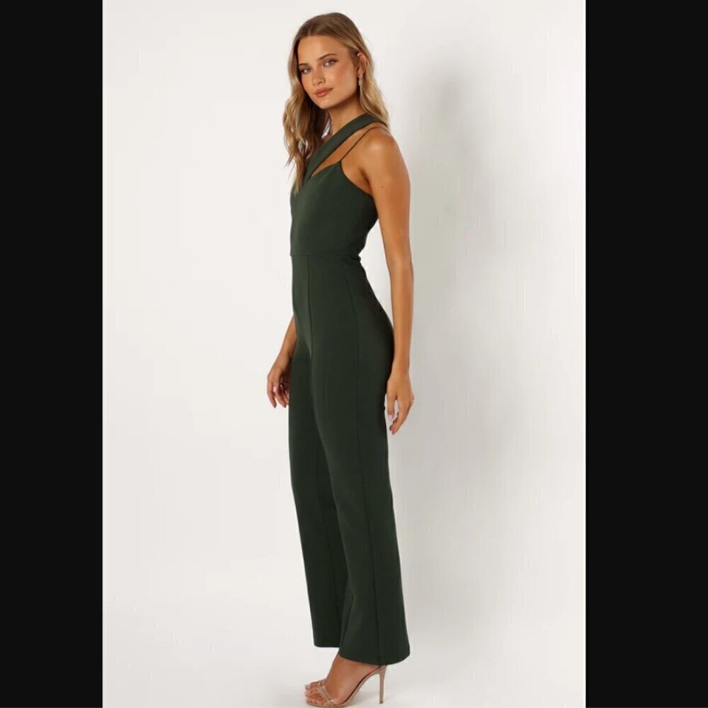 Petal & Pup Angelus Emerald Green Knit One Shoulder Jumpsuit 0 - Picture 6 of 8